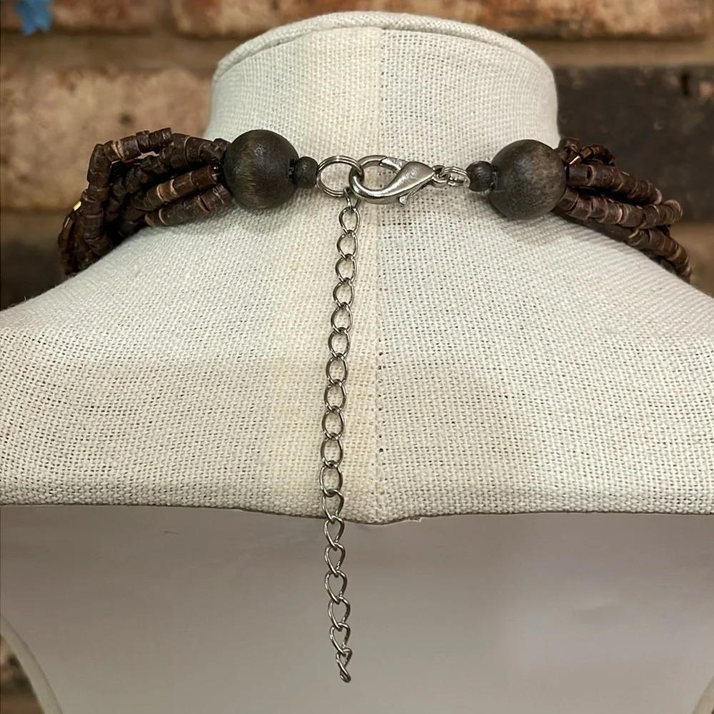 Wooden Beaded vintage tassel necklace